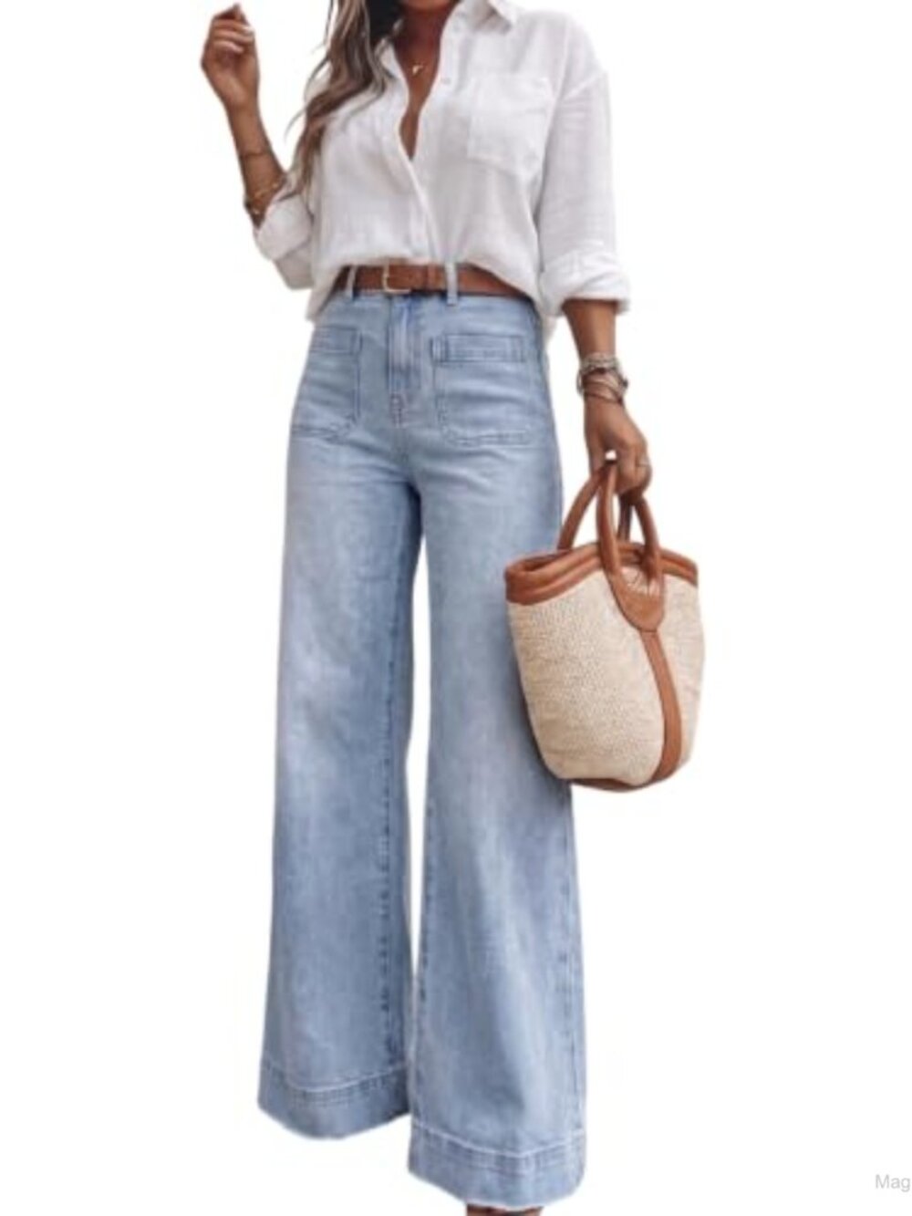 High Waisted Wide Leg Jeans Stretchy 70s Vintage Loose Denim Pants